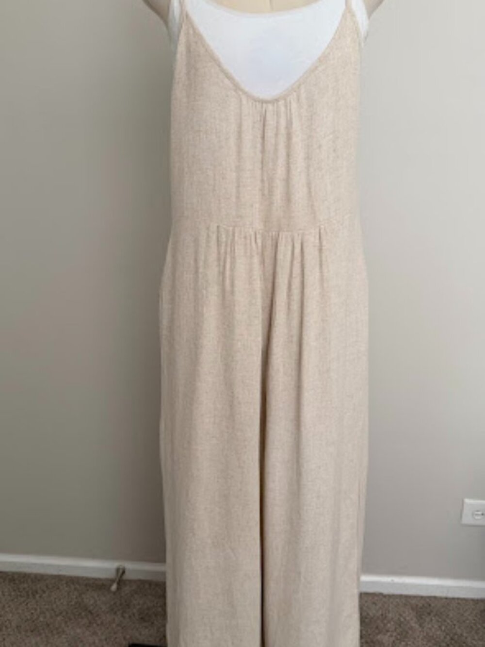 KLd beige jumpsuit  cotton,linen  size L